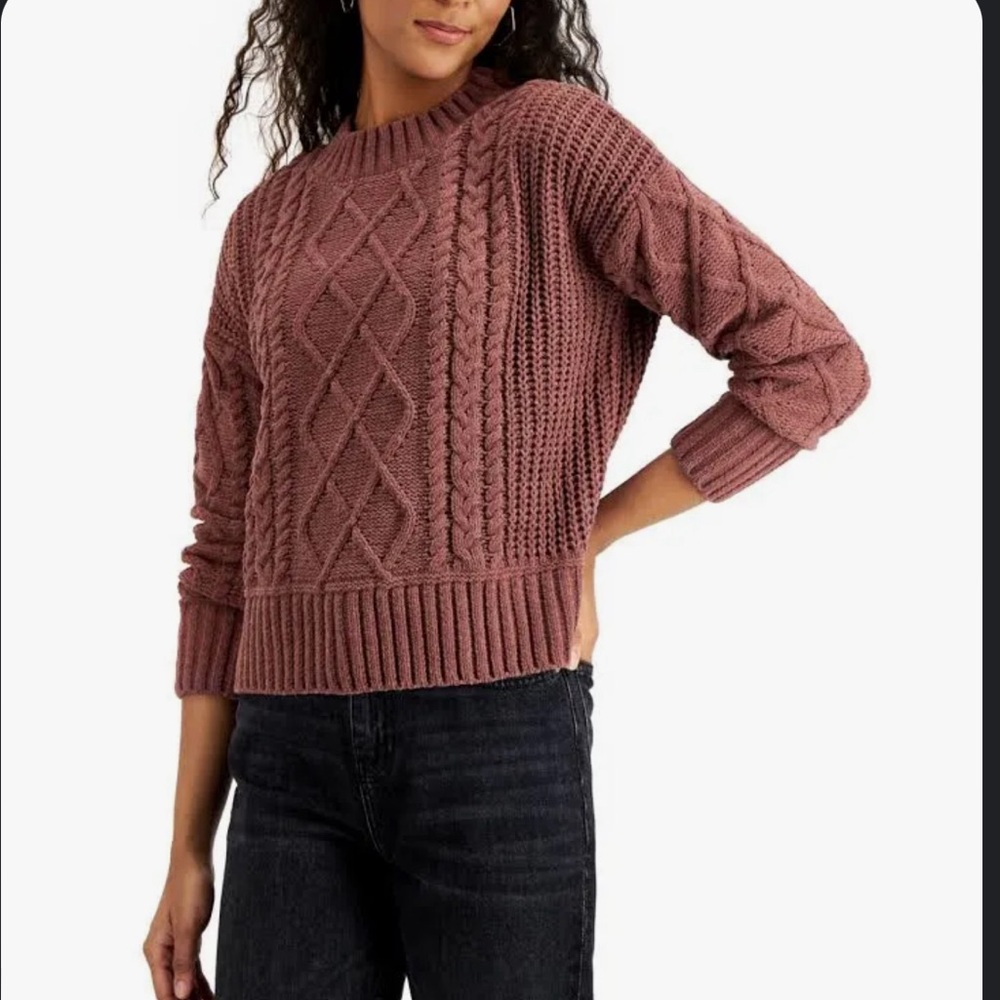 Hippie Rose Junior Womens Cable Knit Sweater Purple - Picture 4 of 4